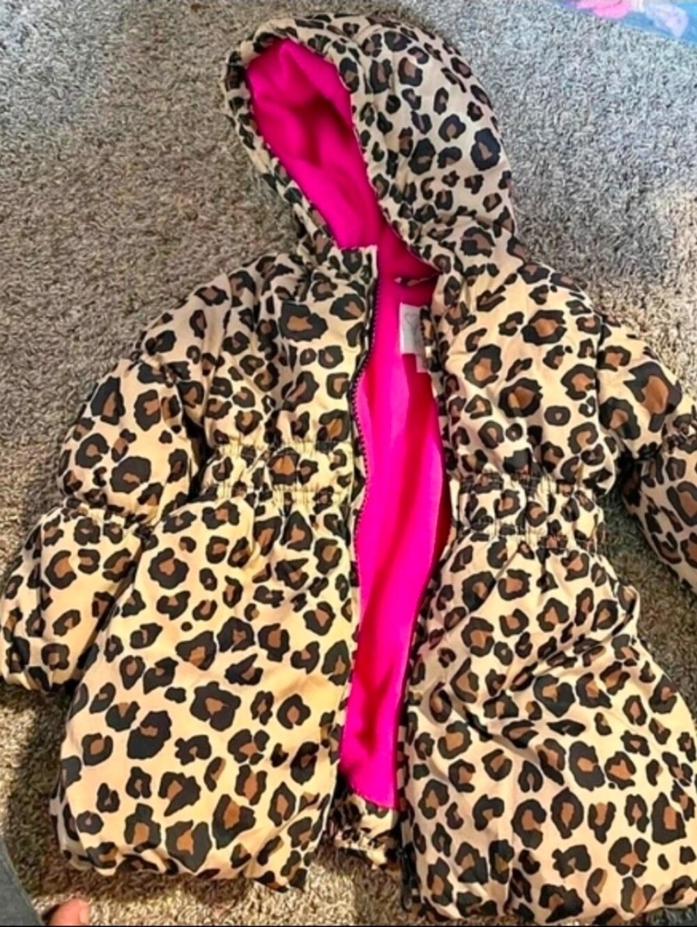 Healthtex Leopard Print Hooded Puffer Jacket - Size 18 Mos EUC